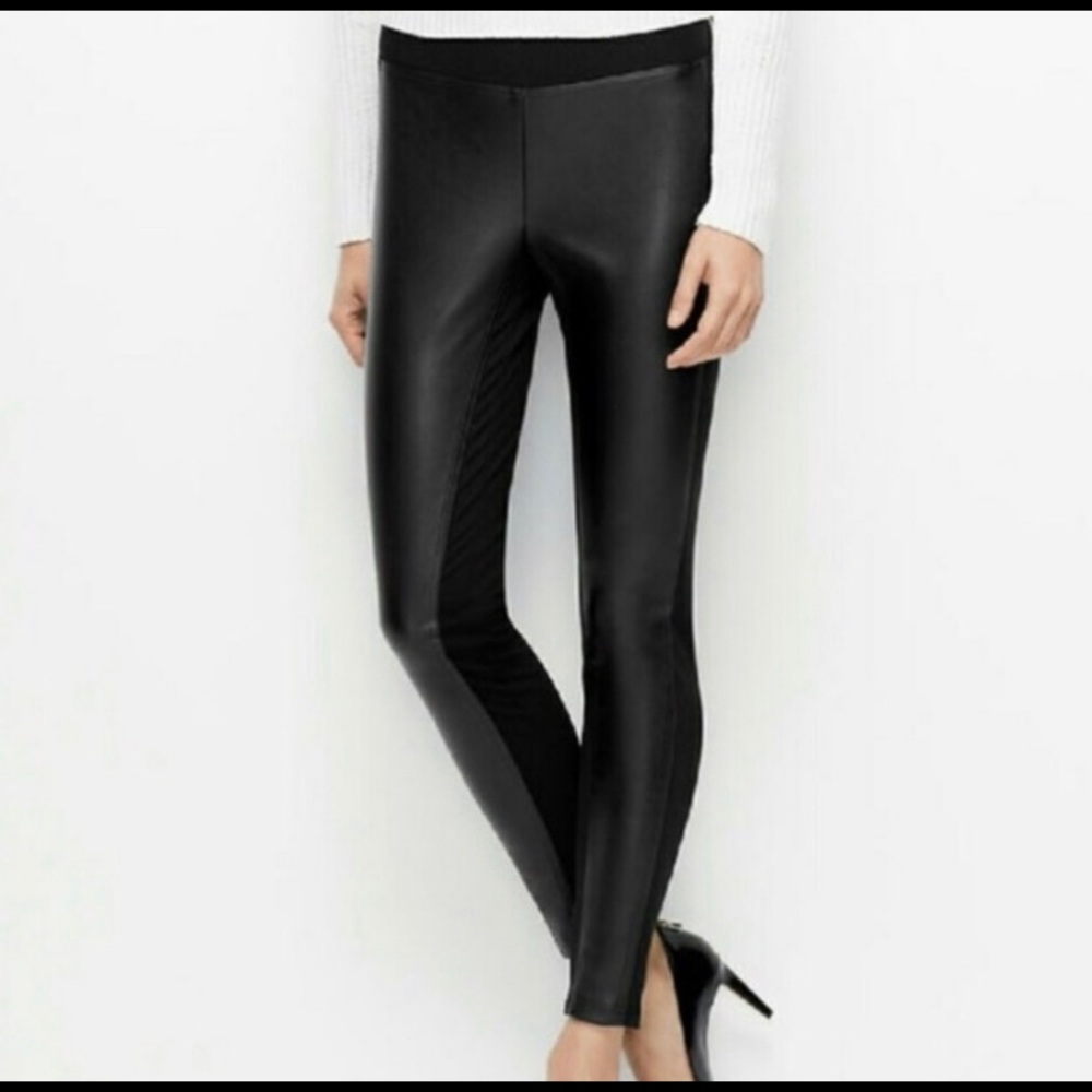 LOFT Faux Leather Ponte Leggings Black Small
